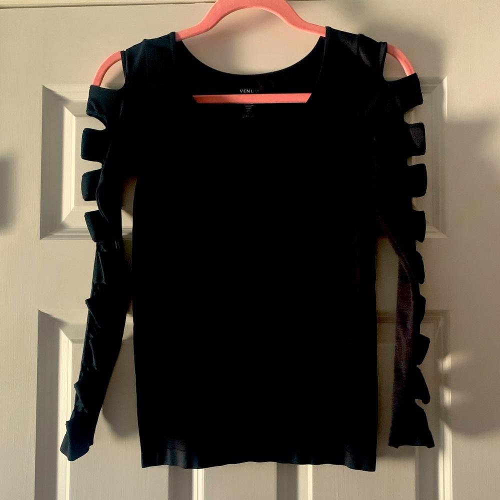 Venus Black Cut-Out Sleeve Top